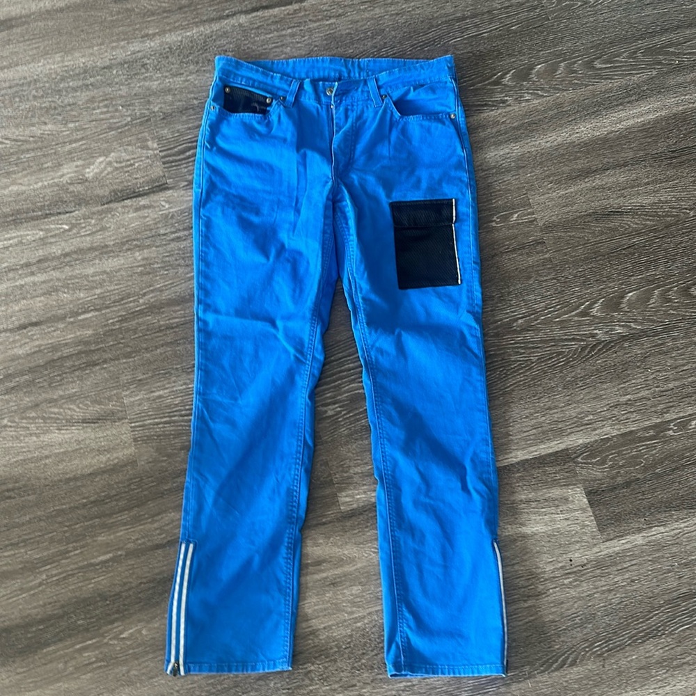 Unique Blue Cargo Levi’s with Black Mesh pockets